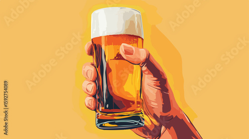 Hand Holding Beer Glass Vector Illustration