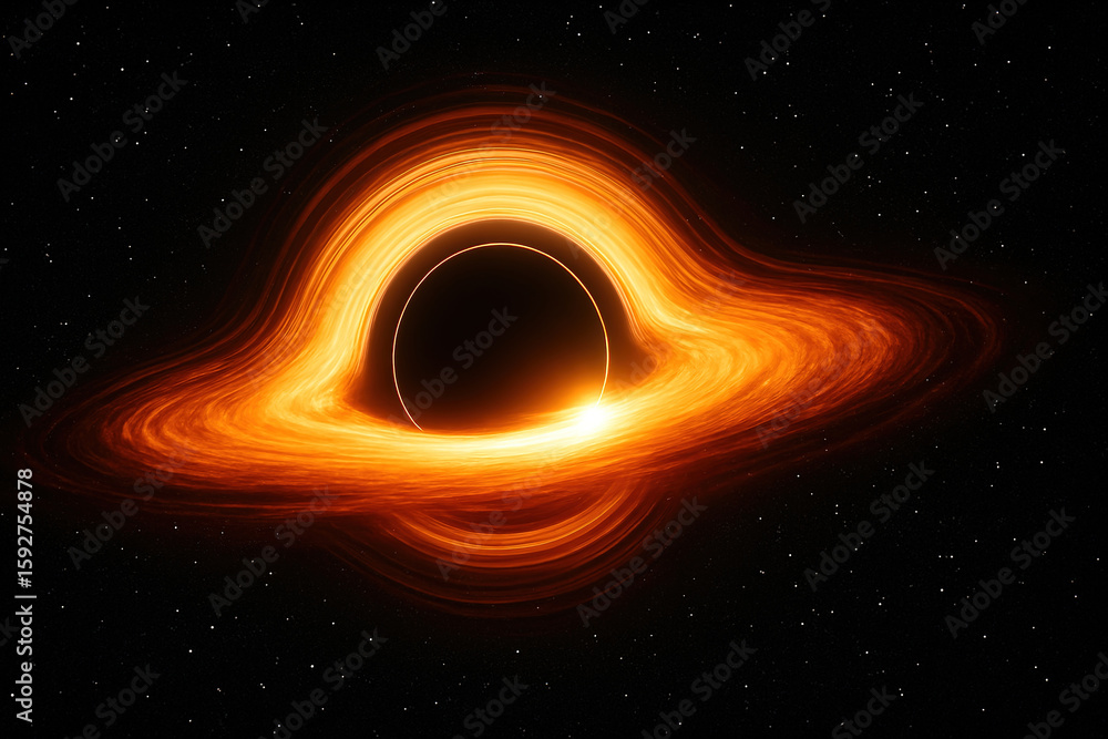 Fototapeta premium Awesome depiction of a realistic black hole and its intense gravity field