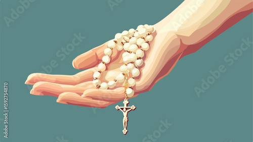 First Communion Hand With Rosary Vector