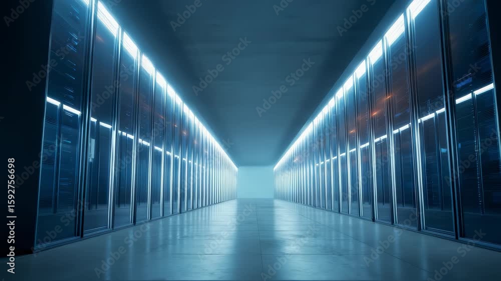 Futuristic Data Storage Center Server Corridor Futuristic Data Storage Center Server Corridor