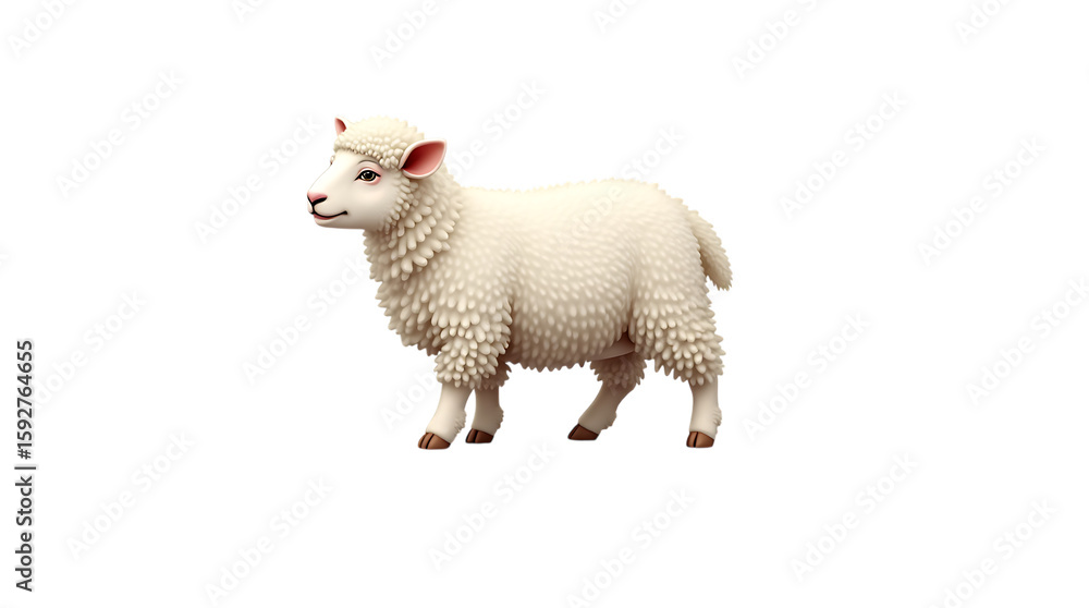Obraz premium Isolated white sheep animal illustration farm livestock lamb woolly mammal domestic animal cute sheep art on transparent background