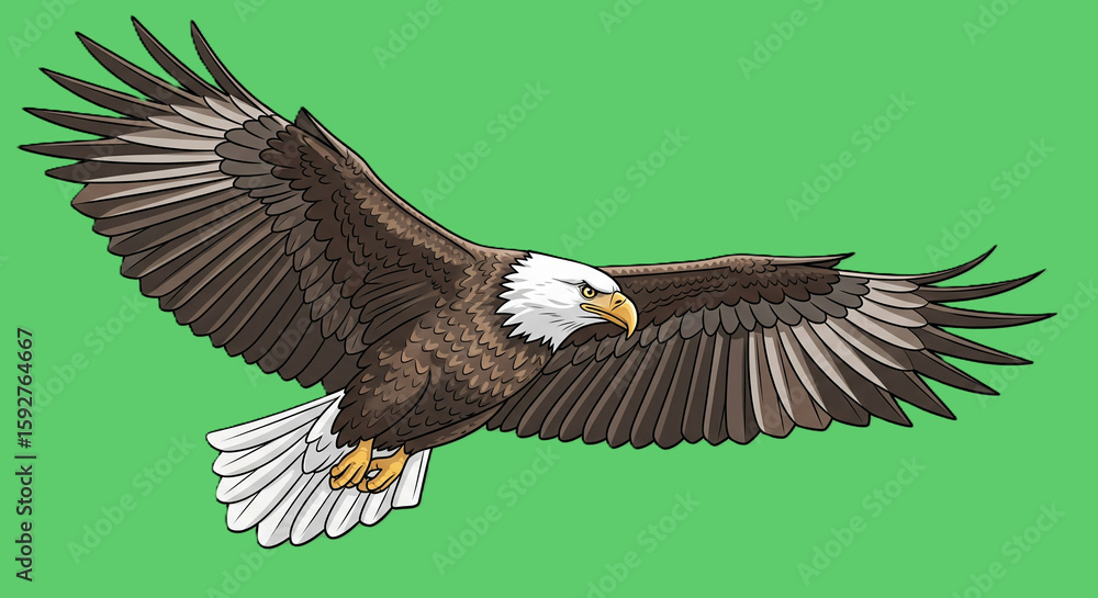 Fototapeta premium Majestic Bald Eagle soaring high in the sky, capturing the freedom and strength of this iconic bird. 