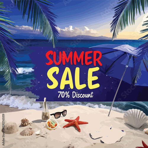 summer vacation poster, summer sale Banner, 