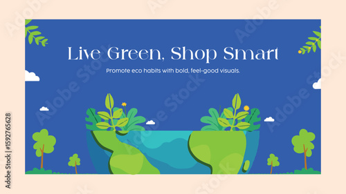Facebook Ad template promoting green living and smart shopping with eco visuals. Great for sustainable brands, zero-waste shops, and environmental awareness campaigns.