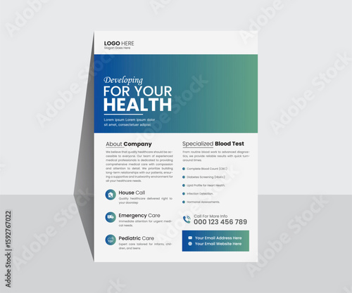 Modern Creative Business Flyer Template – Professional Corporate Brochure, Blue and White Company Promotion, Editable Vector Design