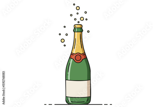 Celebrate milestones with bubbly champagne! A stylish bottle and text evoke joy and success. Perfect for promotional graphics and celebratory designs.