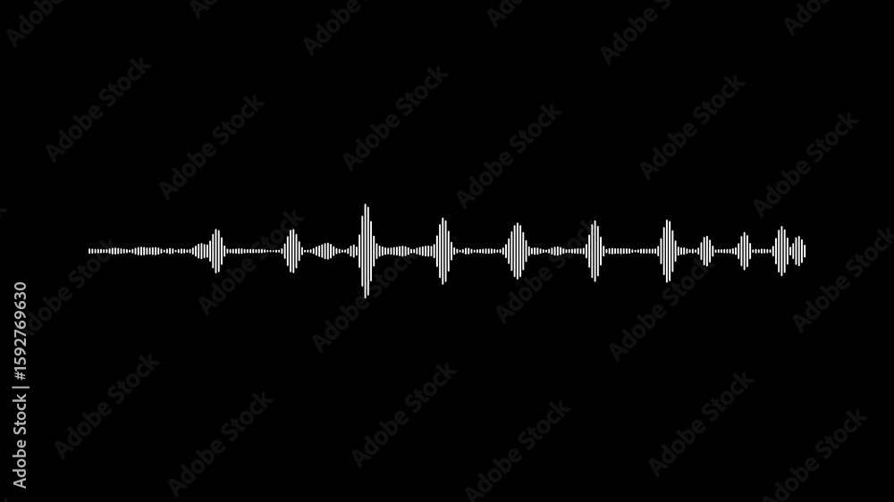 Audio Waveform Animation in White on Black Background. 4K Digital ...