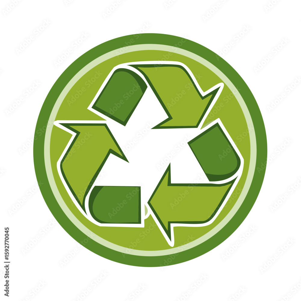 Green recycle icon in circle, arrow symbol for environment conservation, reuse concept Green recycle icon in circle, arrow symbol for environment conservation, reuse concept