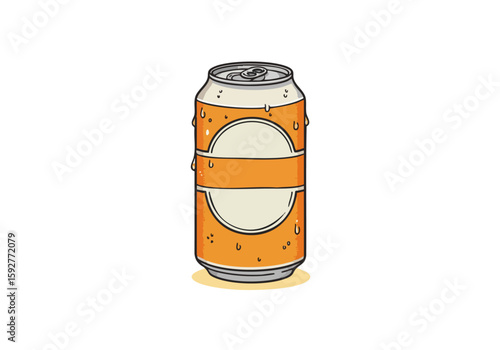 A stylized beer can illustration with a chilled brew celebration theme. Bold colors and a modern design create a visually appealing graphic suitable for commercial use.
