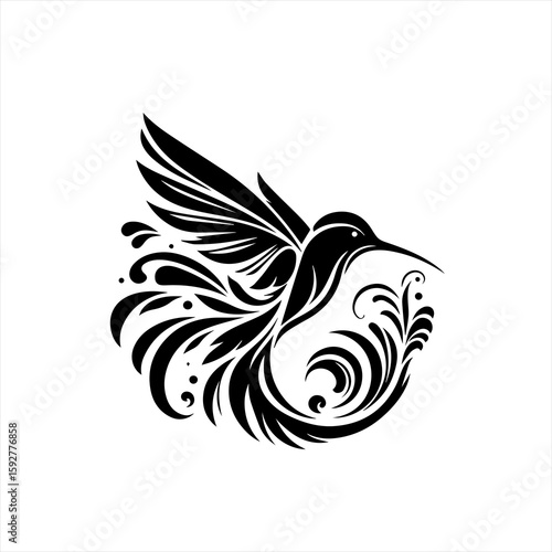 Hummingbird with swirls