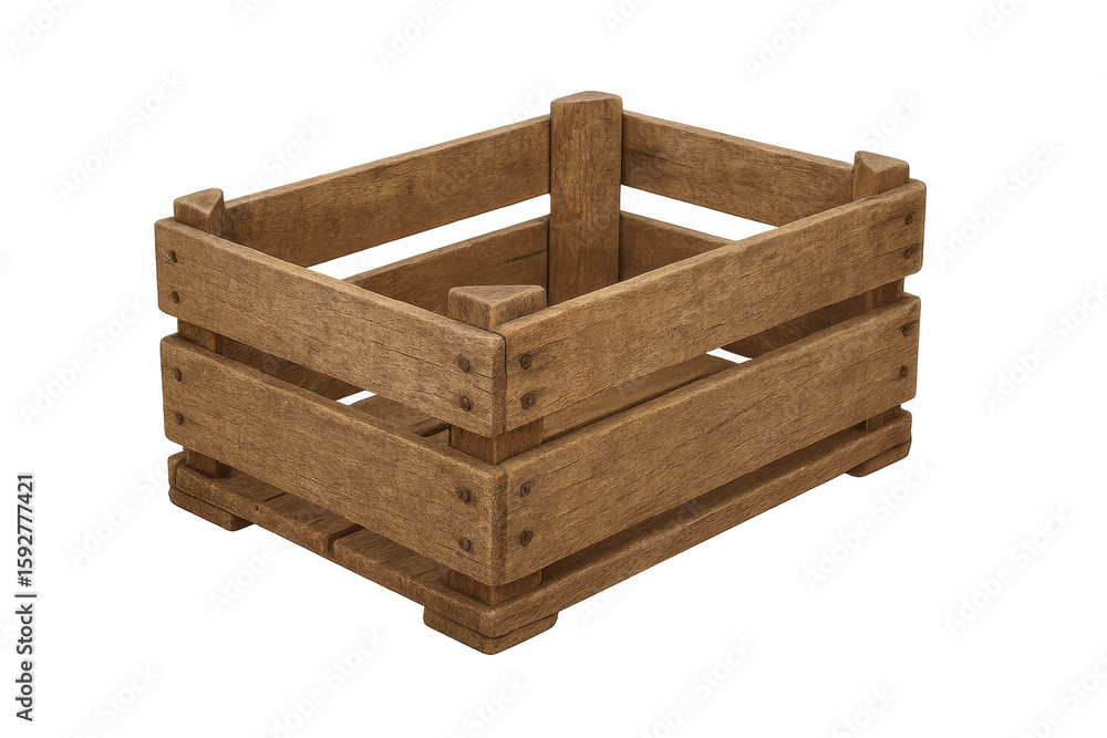 Empty wooden crate with transparent background, creating rustic charm Empty wooden crate with transparent background, creating rustic charm