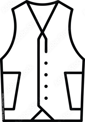 waistcoat or vest outline  vector illustration on white background