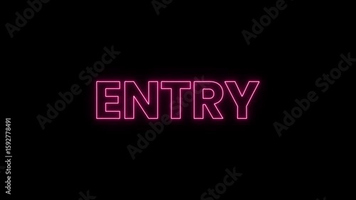 Entry Text Glowing Neon Animation in Black Background