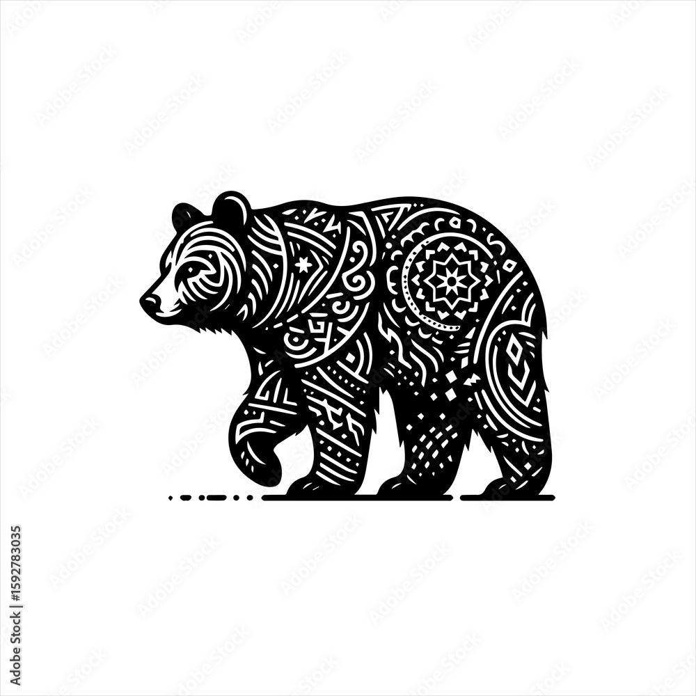 Fototapeta premium Bear with tribal pattern