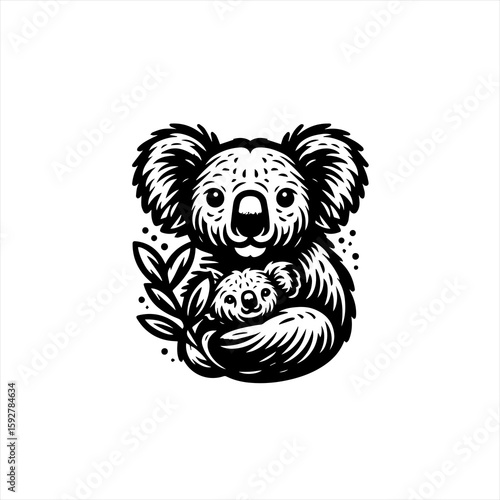 Koala with baby illustration