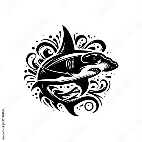 Aggressive shark illustration