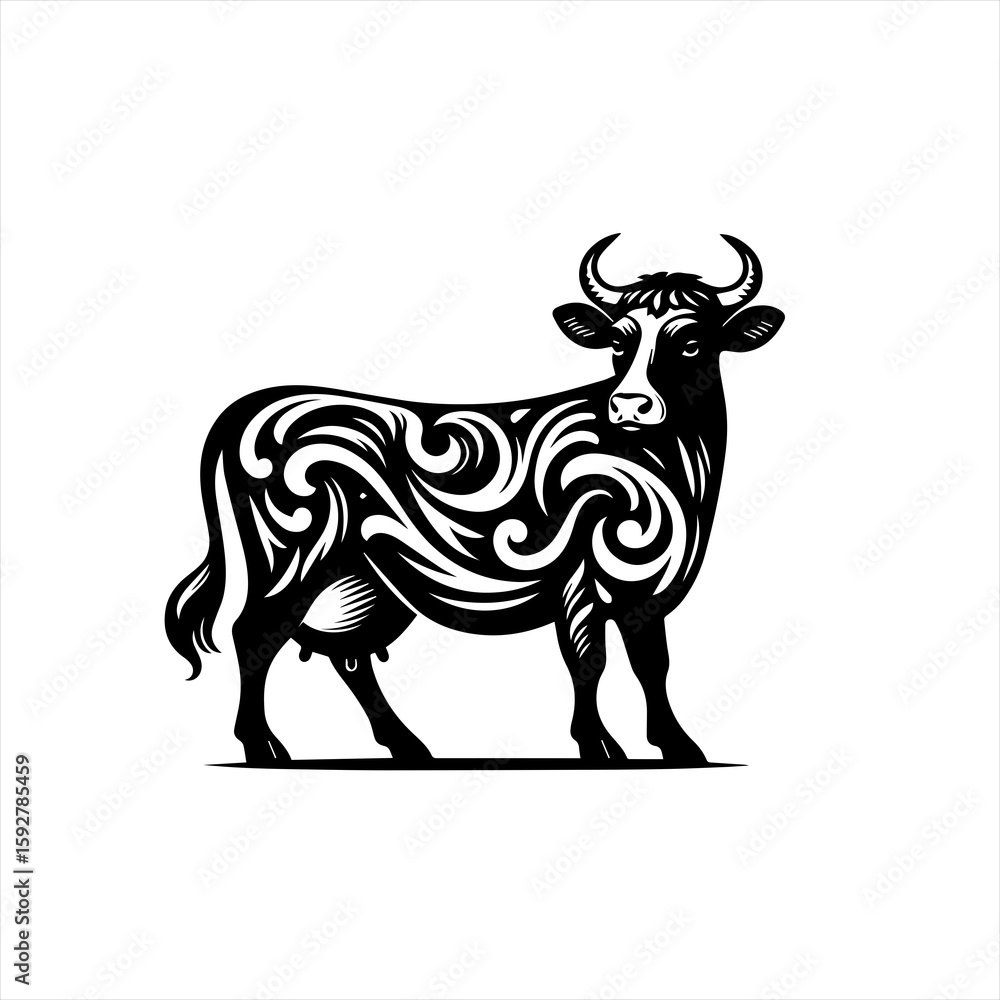 Obraz premium Cow with ornate patterns
