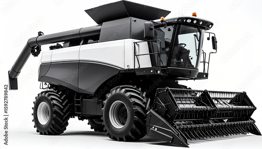Naklejka premium Modern agricultural harvester against white background