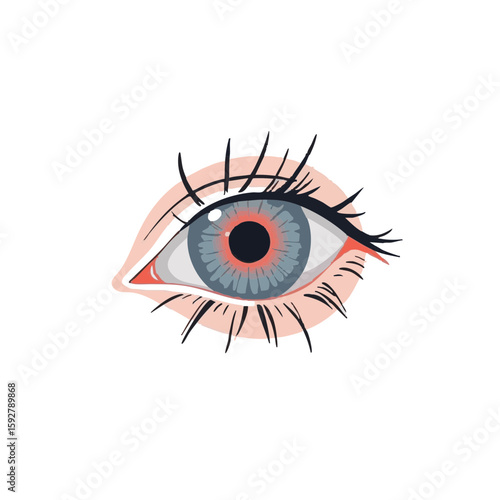 Vector illustration of itchy eyes uncomfortable irritated on white background, allergy symptom