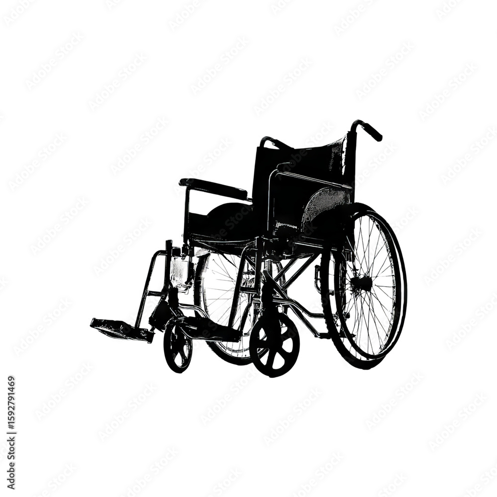 Fototapeta premium Black and White Image of a Wheelchair on Transparent Background