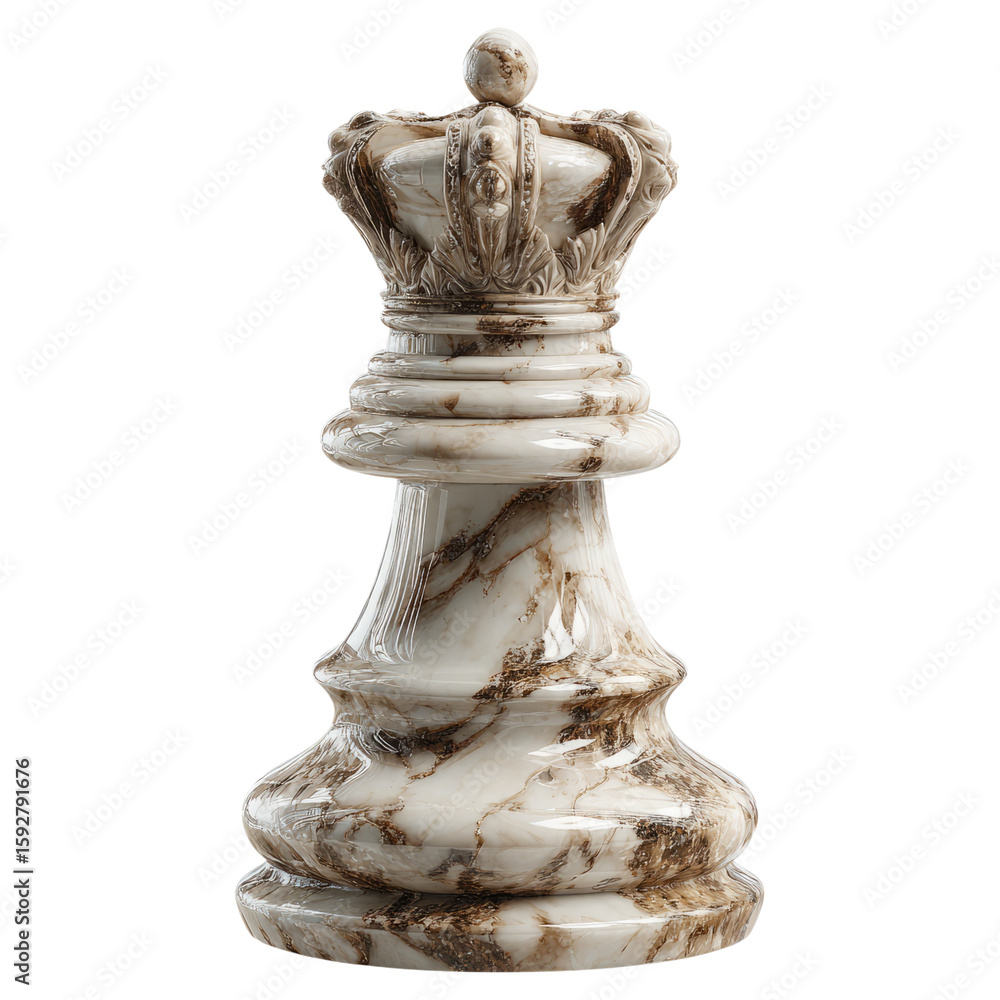 Fototapeta premium Elegant Marble King Chess Piece with Detailed Crown Design