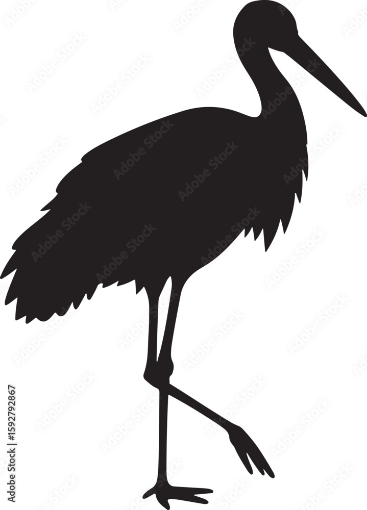 Fototapeta premium Elegant Heron Silhouette: A Symbol of Grace and Serenity, Striking Silhouette of a Heron in Motion: Wildlife Beauty in Vector Form