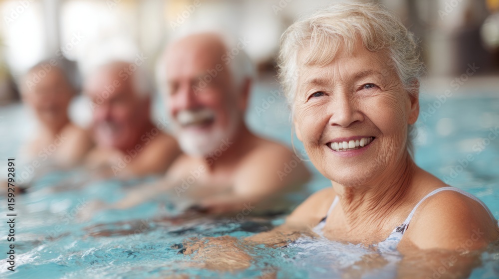 Obraz premium Senior group in indoor pool