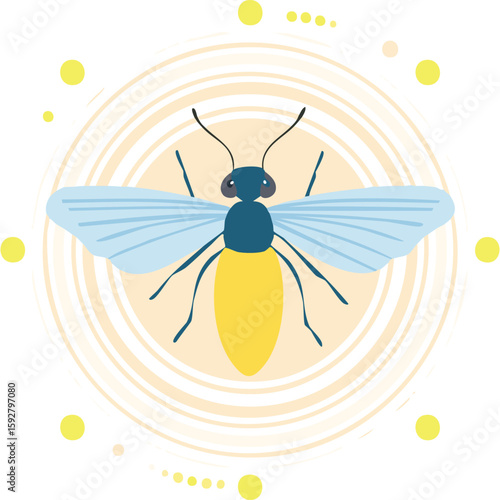 Cute firefly drawing circles flat vector