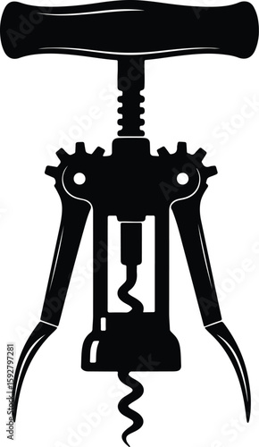 Silhouette Corkscrew bottle opener illustration simple design Vector Illustrator