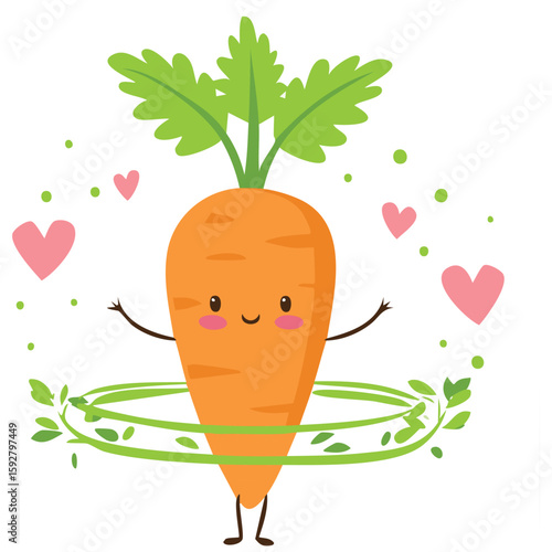 Cute ballet carrot spinning flat vector
