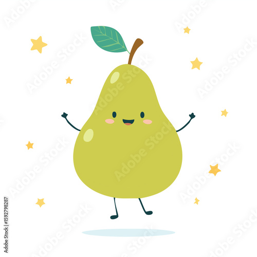 Cute phantom pear floating flat vector