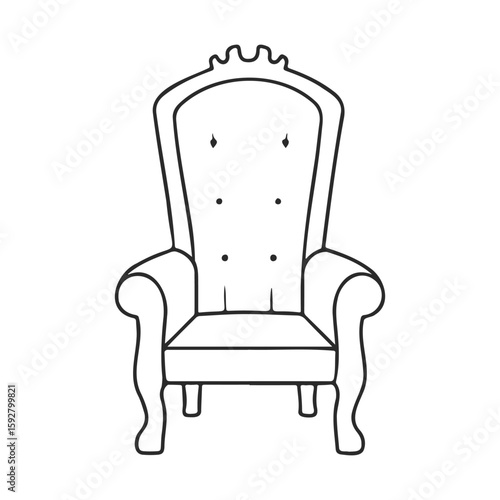 Elegant armchair outline sketch with high backrest and curved legs