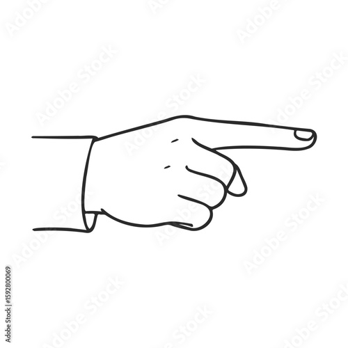 Hand drawing pointing right with outstretched finger