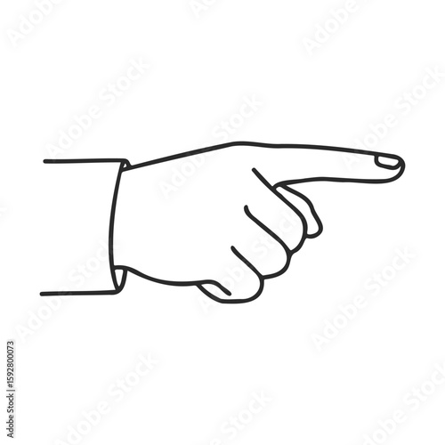 Outlined pointing hand gesture with emphasis on index finger
