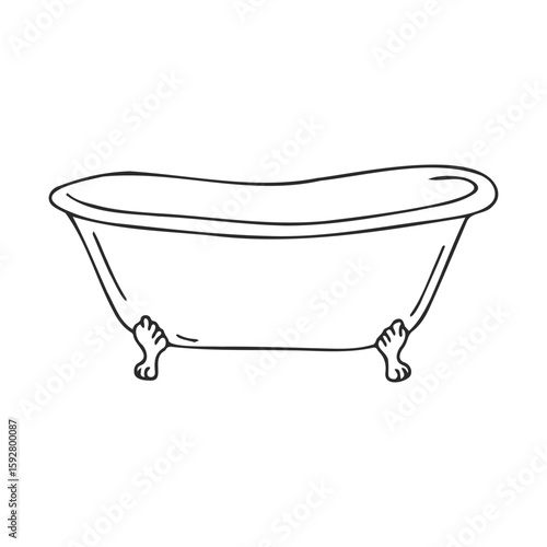 Vintage clawfoot bathtub illustration with classic feet design