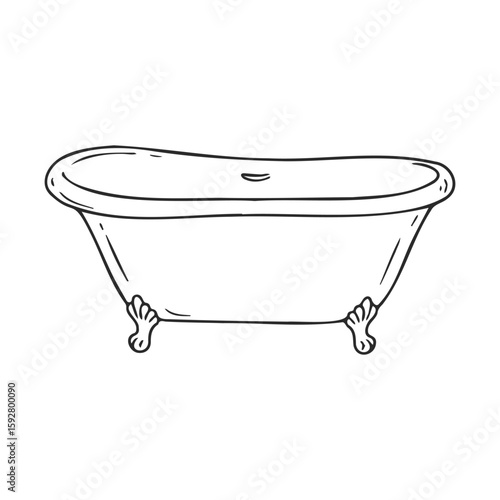 Simple line drawing of vintage clawfoot bathtub