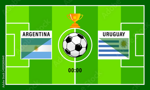 Argentina vs Uruguay, teams Square shaped national flags, Football template