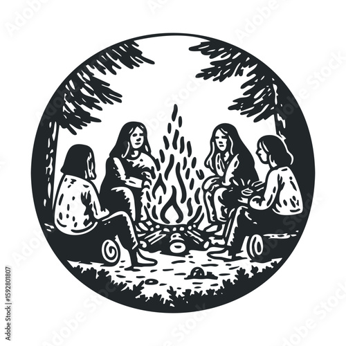 Gathering around a campfire for storytelling and connection