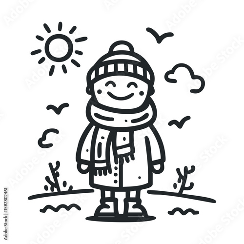 Happy child enjoying a winter day outdoors in the snow