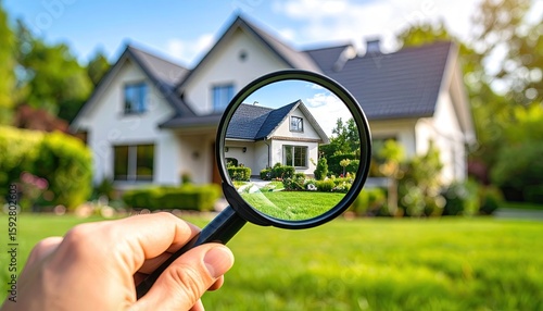 House viewed through a magnifying glass