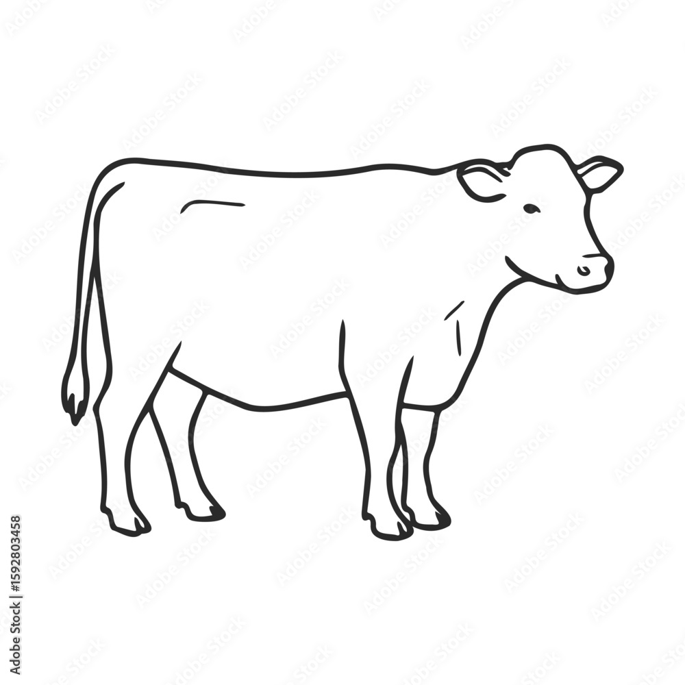 Obraz premium Simple line drawing of a cow side view