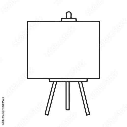 Blank canvas on an easel - simple outline drawing