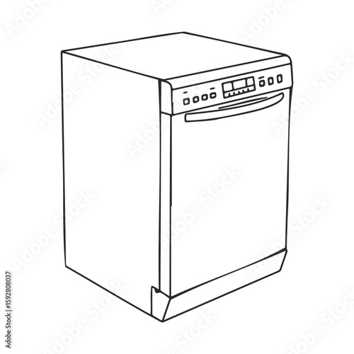 Outline of modern dishwasher with control panel