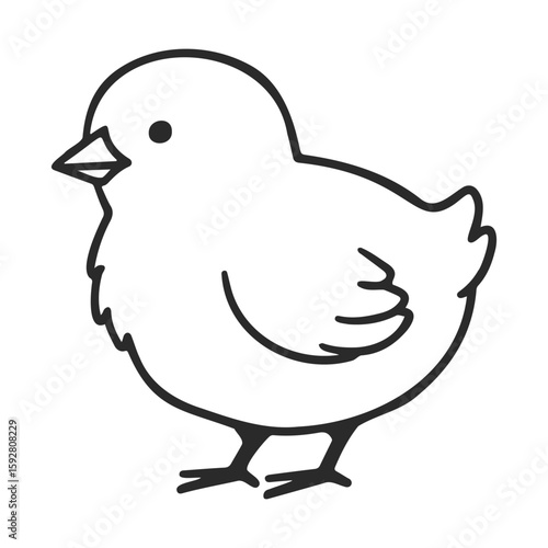 Simple black and white chick line drawing for coloring or design