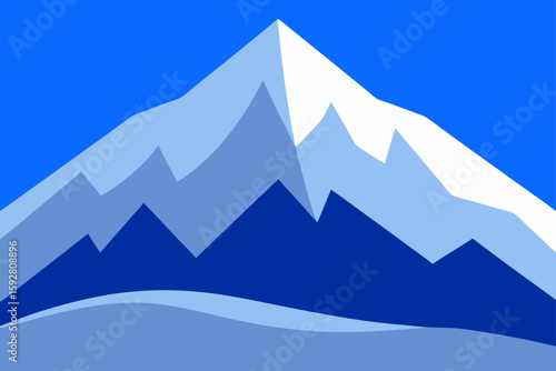 Vector Mountain Snow Slope With Layered Shade And Soft Tones