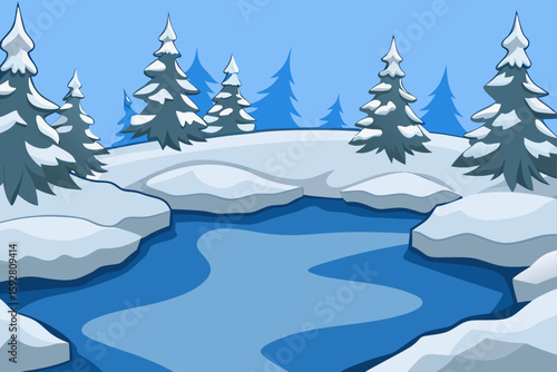 Vector Snow Hill Basin With Soft Icy Cracks And A Pale Palette