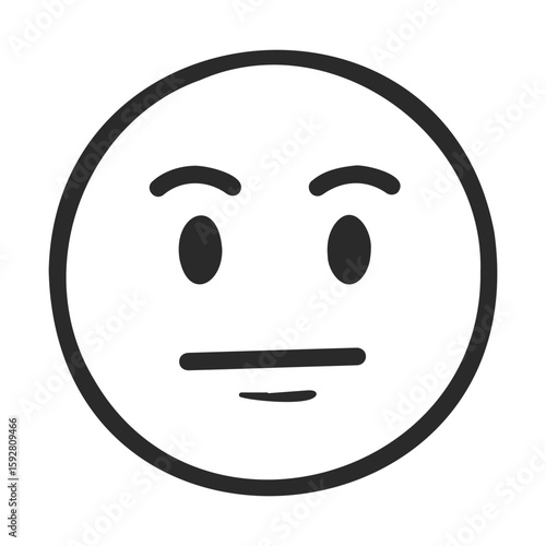 Simple face emoticon with neutral expression and raised eyebrows
