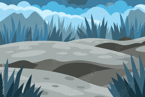 Vector Tundra Stretch With Frostgrass Texture And Subtle Light