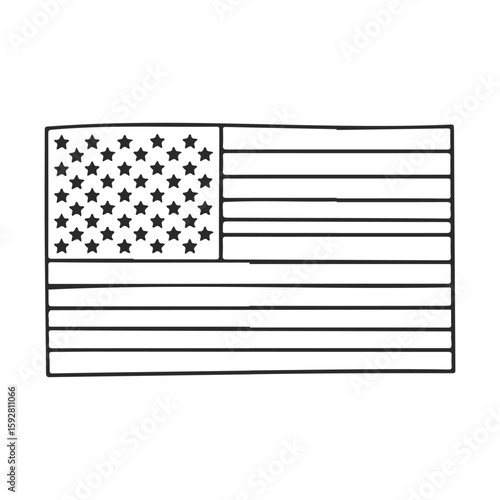 Simple black and white outline of the united states flag