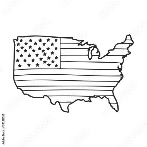 United states map outline with american flag design